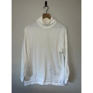 Vintage Sunbelt Sportswear White Mock neck Long Sleeve Shirt VTG Large
